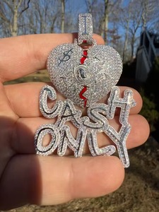 Broken Heart Iced Out Pendant Hip Hop Pendant 925 Silver Custom VVS Moissanite Pendant Rapper Initial Charms Pendant For Gifts - Product Image 3