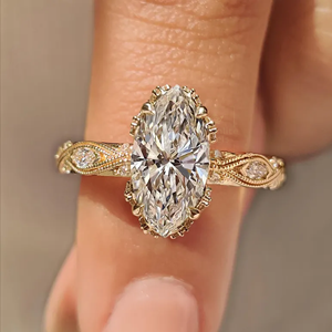Premium Quality Marquise Cut Diamond <b>Ring</b> Stylish Jewelry for Daily Wear Wedding Party Gift Available For Affordable Price - Product Image 1