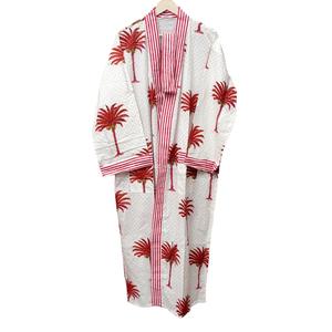 Kimono de Algodón 100% con Estampado de Árboles y Rayas, Cuello en V, Largo Completo, de Secado Rápido, para Verano, Ropa de Dormir Casual y Túnica de Playa - Product Image 5