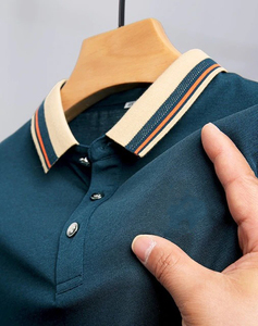 Polo de manga corta para hombre, camiseta informal de algodón para golf, camiseta transpirable de color liso - Product Image 5