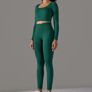Women Casual Outdoor Sports Color-Block Crop Top and High Waisted Short Yoga Set Breathable Fitness Wear for Gym Yoga Running - Product Image 2