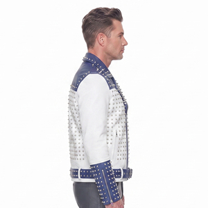 Veste en cuir véritable premium pour homme avec fermeture éclair, logo sur le devant, imperméable, prête pour l'hiver - Product Image 3