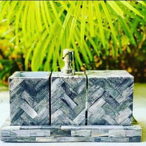 Handmade Modern Design Bone Inlay Bathroom <b>Set</b> with <b>Soap</b> Dispensers for Hotels Villas and Washrooms Available at Bulk Price - Product Image 5