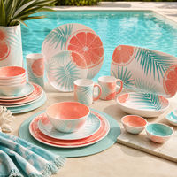 Collection de vaisselle en mélamine aspect grès, motif moucheté neutre, pour restaurants et hôtels modernes