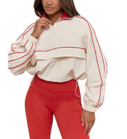 Nouvelle veste coupe-vent réfléchissante imperméable respirante pour femme, idéale pour le sport et les activités de plein air, en polyester, style crop top tendance