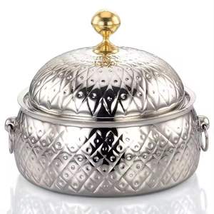 Plat de service de luxe en acier inoxydable avec couvercle en bois, chauffe-plat pour buffet, pot de service pour traiteur, vaisselle pour hôtel et restaurant - Product Image 6