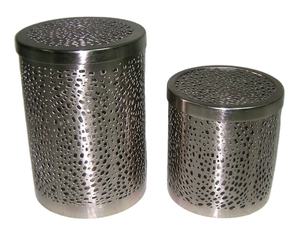 Ensemble de boîtes en acier inoxydable brossé moderne, cylindres perforés en métal, pots de rangement hermétiques de qualité alimentaire avec couvercles durables pour - Product Image 1