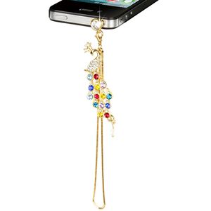 Ciondolo Decorativo Colorato a Forma di Pavone con Cristalli e Diamanti per Telefono Cellulare, Accessorio per Jack da 3,5mm - Product Image 2