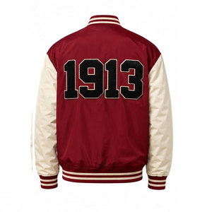 เสื้อแจ็คเก็ตบอมเบอร์ Delta Sigma Theta สีครีม แขนสีแดง พิมพ์ลายปี 1913 ด้านหลัง ซิปหน้า สไตล์ Preppy สำหรับผู้ชาย เสื้อแจ็คเก็ตสไตล์วิทยาลัย - Product Image 6