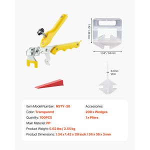Sistema <span class=keywords><strong>de</strong></span> Nivelación <span class=keywords><strong>de</strong></span> Azulejos DIY <span class=keywords><strong>de</strong></span> 1/8 Pulgada (3mm), 700 Separadores, 200 Cuñas Reutilizables, 1 Pinza para Azulejos, 100% Accesorios para Azulejos para Renovación del Hogar - Product Image 4