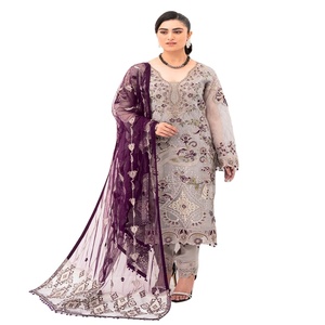 Vestidos Pakistaníes al por Mayor, Originales de Marca, Trajes de Organza de 3 Piezas para Mujer, Kurti Largo, Ropa de Fiesta, Diseño Étnico Moderno - Product Image 1