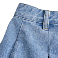 Jupe Courte Plissée Décontractée en Jean Taille Empire pour Femme 2026, en Spandex/Polyester, Bleu Clair, Respirante et Écologique