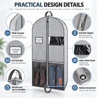 Sac de rangement pliable personnalisé en non-tissé avec fenêtre transparente, poche pour carte d'identité et compartiment en maille pour chaussures, idéal pour costumes, robes et vêtements de voyage, avec logo personnalisé
