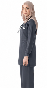 Doctors Nurses <b>Plus</b> <b>Size</b> Custom Logo <b>Scrub</b> Sets for Hospital Use-Cotton Dobby Fabric Stretch Unisex <b>Scrub</b> Tops - Product Image 4