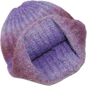 Bonnet tricoté personnalisé tie-dye dégradé avec revers pour femmes et filles, bonnet en laine rayé décontracté 2026 - Product Image 3