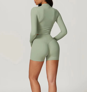 Ensemble de yoga en coton de haute qualité pour femmes, 2 pièces, soutien-gorge court et short, vêtements de sport respirants, sans couture, flexibles, vêtements de sport pour la salle de sport - Product Image 6