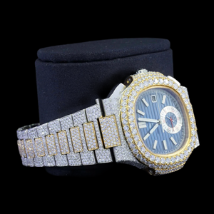 Latest Design Fully Iced Out Square Shaped Case Chronograph <b>Blue</b> Dial Moissanite Diamond Fashion Mechanical Fancy HipHop Jewelry - Product Image 6