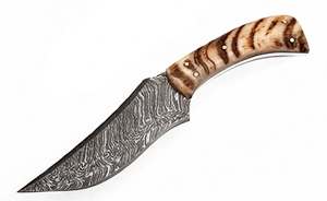 Handcrafted Patterned Steel Curved Utility <b>Craft</b> <b>Tool</b> Textured Stag Horn Handle Executive Display Piece - Product Image 5