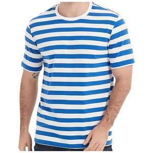 T-shirt rayé pour homme, vente en gros directe usine OEM, séchage rapide, 100% coton 180 GSM, logo personnalisé, multicolore, coupe ajustée classique - Product Image 2
