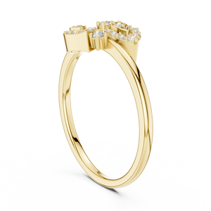 Anillo de Diamantes Cultivados en Laboratorio TWIN WINGS, Oro Amarillo Sólido de 18 Quilates, Chapado en Rodio, Corte Moderno, para Mujer, Boda, Compromiso, Fiesta, Glamour - Product Image 3