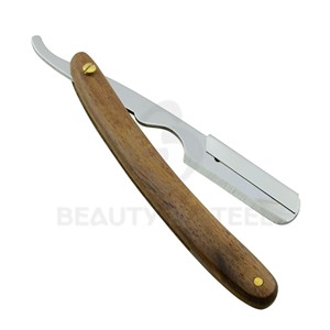 Premium Wooden Handle Shavette Razor Straight Edge Design with Brass Accents for Precision <b>Men</b> Grooming Shaves - Product Image 4