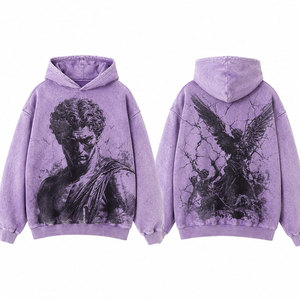 เสื้อฮู้ดดี้ผู้ชายไซส์ใหญ่ สีดำ พิมพ์ลายธงชาติอเมริกัน ผ้าฝ้ายถัก สวมใส่สบายๆ สำหรับฤดูใบไม้ร่วง ทรงปกติ - Product Image 4