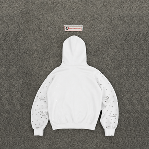 Sweat à capuche zippé blanc pour homme, design vieilli, en coton molletonné, collection exclusive, élégant, tendance, vêtements haut de gamme - Product Image 6
