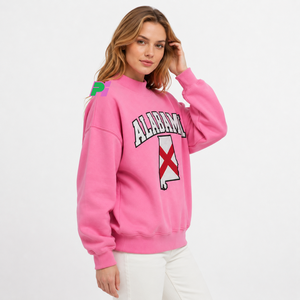 เสื้อสเวตเชิ้ตคอเต่าผู้หญิง ตกแต่งด้วยตัวอักษร ALABAMA พร้อมลายแผนที่รัฐ  ผ้าฟลีซหนานุ่ม ทรงโอเวอร์ไซส์ - Product Image 3