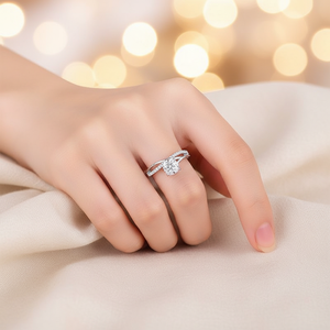 Bague de fiançailles en argent sterling 925 avec moissanite VVS de 1 carat, taille brillant, sertissage pavé, motif croisé, pour femme, idéale pour les fêtes et mariages - Product Image 2