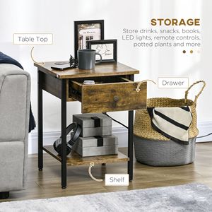 Tavolino Rustico Marrone Caldo per Soggiorno con Stazione di Ricarica Wireless e Porte USB, Tavolino da Caffè con Funzionalità Pratiche - Product Image 5