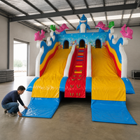 2026 Combo Toboggan Gonflable Commercial - Château Gonflable Durable en PVC 0,55 mm avec Double Toboggan et Trampoline pour Fêtes Résidentielles