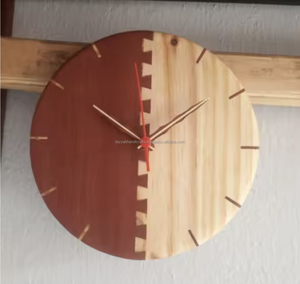 Reloj de Madera Decorativo de Alta Demanda, Reloj de Mesa Silencioso de Madera de Pino con Tapa de Batería de Madera, Reloj Marrón - Product Image 1