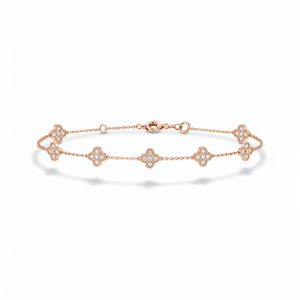 Magnifique collier à chaîne avec pendentif floral à quatre feuilles en diamant de laboratoire taille brillant, 112 carats au total, en forme de grappe de pétales, fabriqué en Pr. - Product Image 4