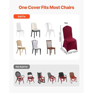 50 Fundas para Sillas de Poliéster y Spandex Color Borgoña, Fundas Elásticas con Frente Plano para Bodas, Fiestas, Cenas o Banquetes - Product Image 4