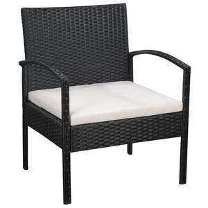 Ensemble de jardin en rotin PE noir et acier thermolaqué, 100% polyester, ensemble de canapé noir - Product Image 2