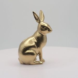 Figurine de lapin doré, sculpture animale moderne, plaquée or, faite à la main, décoration de table pour salon, thème Pâques - Product Image 4