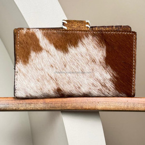 Cartera plegable de piel de vaca de diseño personalizado a la moda para mujer, Cartera de mano con tarjetero de cuero genuino de gran capacidad - Product Image 5