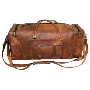 Bolsa de Viaje de Cuero Genuino para Hombre, Estilo Casual y de Lujo, Impermeable, para Fin de Semana, con Forro de Poliéster y Cierre, Idea de Regalo Perfecta - Product Image 2