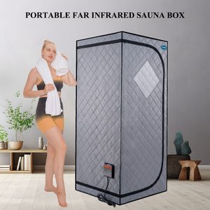 Tenda Sauna a Infrarossi Portatile Grigia a Grandezza Naturale con Tappetino Riscaldante per Piedi e Controller, Design Pieghevole per Spa Personale Domestica - Product Image 1