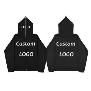 Custom logo Streetwear Oversized Full Face Zip Hoodie Heavyweight Double Zipper Pullover Blank Men Full Zip up Hoodie - Product Image 3