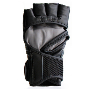 Gants MMA demi-doigts en cuir avec fermeture Velcro unisexe pour l'entraînement aux arts martiaux, noirs - Product Image 4