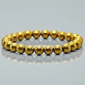 Natural Coated Hematite 8mm Smooth Round AAA Grade Gemstone Beads <b>Stretch</b> <b>Bracelet</b> - Product Image 2