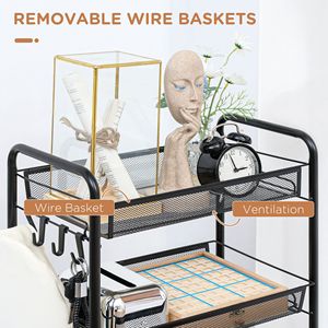 Carrello Multiuso in Metallo a 5 Ripiani per Casa, Cucina e Lavanderia con Cestini a Rete Rimovibili, Design Rettangolare - Product Image 5