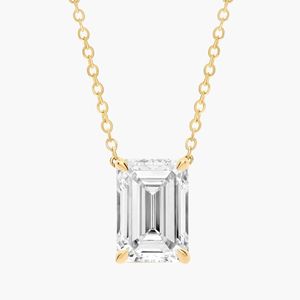 Emerald Cut Lab-Grown Diamond Solitaire Pendant In Yellow Gold - Product Image 1