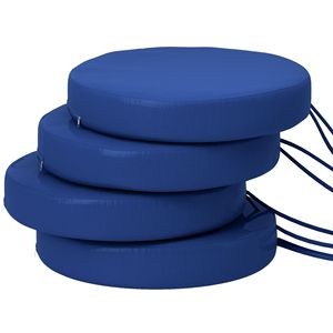 Set di 4 Cuscini a Righe Blu Navy 38x38x7,5 cm Lavabili in Lavatrice per Sedie da Patio, Bistrot e Sala da Pranzo - Product Image 1