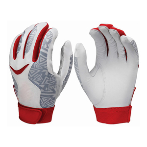 Custom Brand Black/White Leather Batting Gloves <b>Padded</b> Ambidextrous Buckle Closure Knit Fabric Adult Baseball Training Sizes - Product Image 1