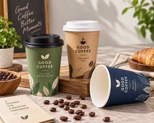 Gobelets à café en papier kraft biodégradable de qualité supérieure, à paroi simple, avec impression numérique - Good Things Brew Here - Product Image 5