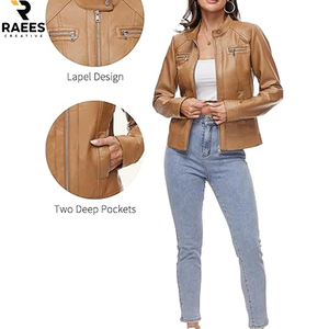 Best Selling Women's <b>Long</b> Breathable <b>Leather</b> <b>Jacket</b> Plain Design Customizable Casual Wear for Wholesale - Product Image 6