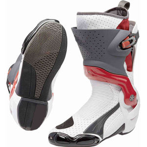 Botas de moto a media pantorrilla con parte superior de PU, forro de malla transpirable, cierre de cremallera, diseño estampado en rojo, blanco y azul, puntera cerrada y suela de goma. - Product Image 5