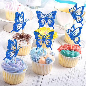 6 ชิ้น ผีเสื้อกลิตเตอร์สีชมพู ธีมธรรมชาติ ของตกแต่งงานวันเกิด อุปกรณ์ตกแต่งขนมหวาน ท็อปเปอร์คัพเค้ก สำหรับงานปาร์ตี้เด็กผู้หญิง - Product Image 5